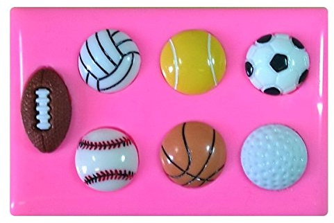 Fairie Blessings Moule en silicone pour décoration de gâteaux en forme de ballons de sport, football, rugby, tennis, golf, basketball, baseball