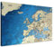 LANA KK – Europakarte Leinwandbild mit Korkrückwand zum pinnen der Reiseziele „Europakarte Blue Ocean” - englisch - Kunstdruck-Pinnwand Globus in blau, in 120x80cm
