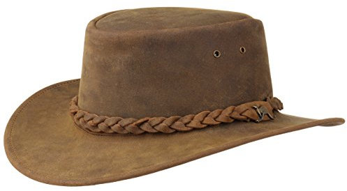 Kakadu Traders Nullarbor Lederhut Hut Outdoorhut Outbackhut Regenhut Cowboyhut (XXL (62-63 cm) - braun)