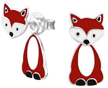 Monkimau Mädchen Ohrringe Fuchs Doppel Ohrstecker aus 925 echt Silber
