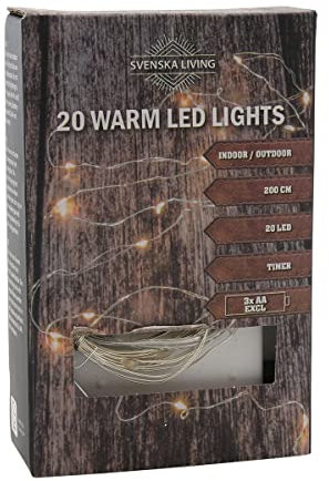 20er LED Drahtlichterketten mit Timer für innen und außen Batterie warmweiß