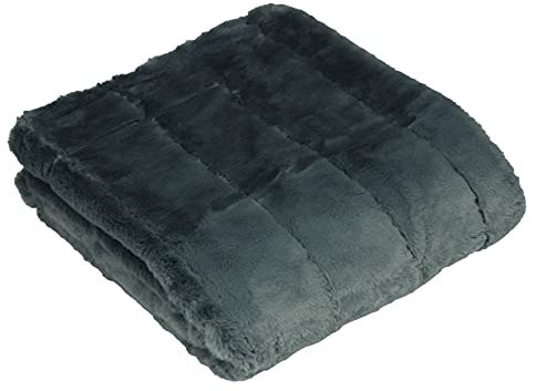 Paoletti Empress Faux Fur Throw – Soft Elegant Heavyweight Minimalist Décor Blanket for Bed or Sofa (Charcoal - 130x180cm)