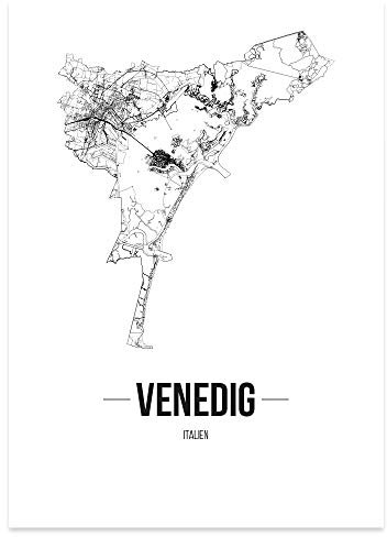 JUNIWORDS Stadtposter - Wähle Deine Stadt - Venedig - 21 x 30 cm Poster - Schrift B - Weiß