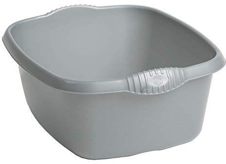 Plastic 39cm Rectangular Washing Up Bowl Kitchen Basin Mixing Sink Bowls Tidy Organizers (Silver/Grey)