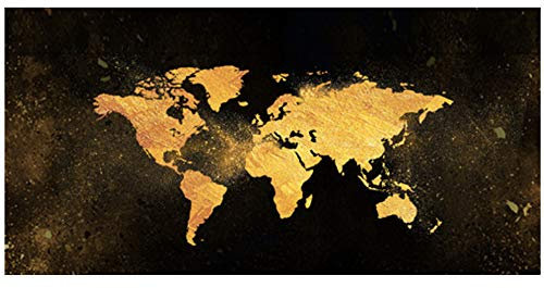 Abstrakt Schwarz Gold Weltkarte Leinwand Malerei Poster und Print Nordic Wandkunst Bild für Wohnzimmer Kinderzimmer Decor-60x100cm Kein Rahmen