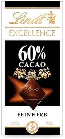 Lindt EXCELLENCE 60 % Kakao - Feinherbe Edelbitter-Schokolade | 100 g Tafel | Vollmundige Bitter-Schokolade | Intensiver Kakao-Geschmack | Dunkle Schokolade | Vegane Schokolade | Schokoladengeschenk