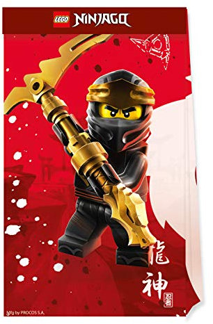 Procos Folat - Sacs de fête en papier compostable Lego Ninjago - 4 pièces