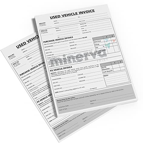 Used Car Vehicle Sales Invoice Receipt NCR Pad - Buying & Selling Motor Trade - A4 Size