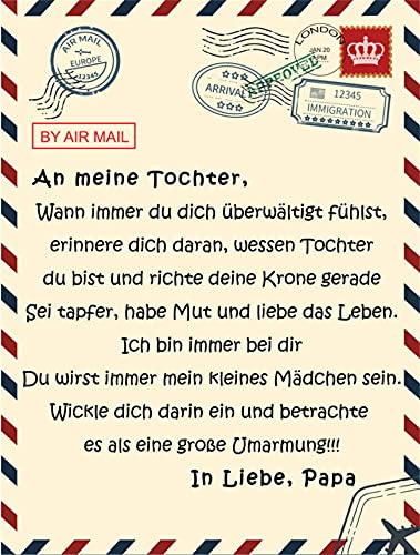 Personalisierte Deutsche Nachricht Decke An Meine Tochter Von Papa Decke, Kuscheldecke Flauschige Extra Weich Warm Wohndecke Flanell Fleecedecke Ideal für Geburtstag Weihnachten