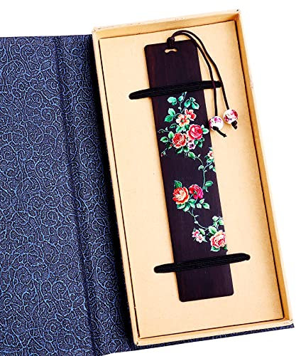 Toirxarn handgeschnitzte gemalte Blumen Vögel Holz Lesezeichen Set, praktische und kreative Geschenke, geeignet für Lehrer, Schüler, Eltern, Männer und Frauen.