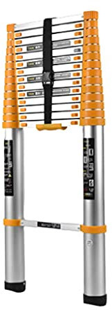 Bderkz Telescoping Extension Ladder 11.5FT/12.8FT/15.4FT, Aluminum Telescopic Ladders with Carry Bag, Straight Ladder for Outdoor Indoor Use (Orange Yellow) (Color : 11.5ft)