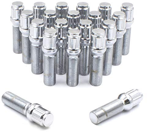 Wheel Accessories Parts Juego de 20 pernos cromados de 14 x 1,5 pulgadas, asiento cónico con vástago de 24 mm de longitud, perno de lengüeta de diámetro pequeño con llave hexagonal doble para ruedas
