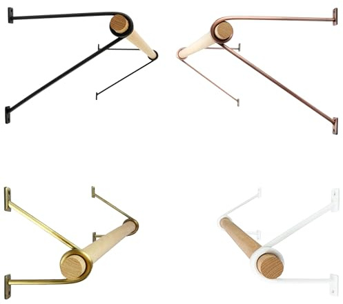 Natural Goods Berlin Wandgarderobe GARD Prenzlberg | Kleiderstangenhalterung für die Wand | 8mm Materialstärke | Garderobenstange | DIY (Weiß, T12 x B50cm Kleiderstange)