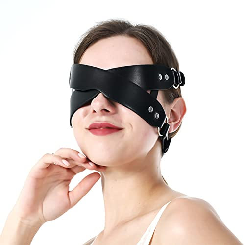 DZsextys SM Augenmaske Erotik Augenbinde Leder Augenbinden Sex Bett Gekreuzt Schlafmaske Weich Bondage Fesseln Rollenspiel Einstellbar Blindfold Fetisch Sexspielzeug für Frauen Männer und Paare