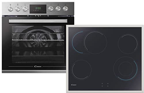 Candy Herdset ORANGELine PCHT14CXCUTCEX / Heißluft-Backofen (Nische 60 cm) & Hi-Light Kochfeld (Breite 60 cm) / 8 Programme / 4 Kochzonen inkl. Zweikreis- & Bräterzone/Edelstahl, Digital Display
