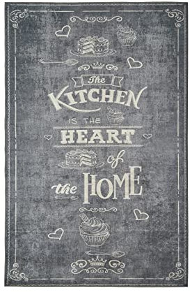 wunderlin Läufer Flur rutschfest Teppich Küchenteppich Collection Waschbarer Modernes Design, Wertvoll Verwenden Für Teppichlaeufer (Heart, 120x180)