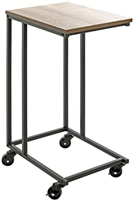 HAKU Beistelltisch auf Rollen Eiche schwarz MDF Platte Metallgestell Servierwagen rollbar - Maße: B 30 x H 67 x T 40 cm Style: Modern