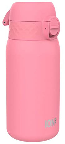 ION8 Gourde Isotherme Enfant, Inox, 320ml, Anti-Fuite, Facile à Ouvrir, Verrouillage Sécurisé, Lavable au Lave-Vaisselle, Poignée de Transport, Durable, Acier Inoxydable, Fleur De Rose