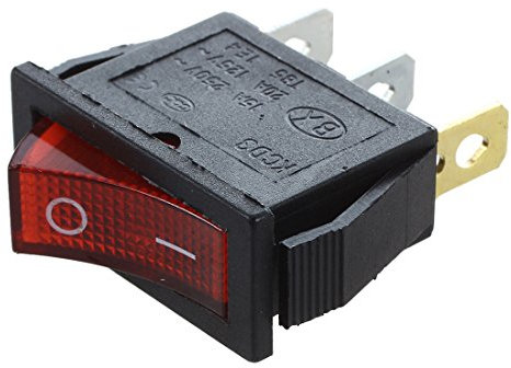 Interruttore a bilanciere ON-OFF bipolare 28 x 10 mm 250 V 15 A, rosso 3 terminali