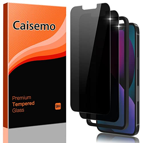 Caisemo (2 Pack For iPhone 13 / iPhone 13 Pro 6.1'' Privacy Tempered Glass Screen Protector, with Installation Frame 9H Hardness, Anti Scartch,Anti Spy