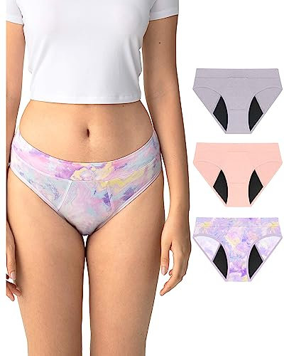 Neione Culotte Menstruelle Flux Moyen Femme Hipster Menstruel en Modal pour Règles Post Accouchement Midi Slip Lot de 3 Fairy XL