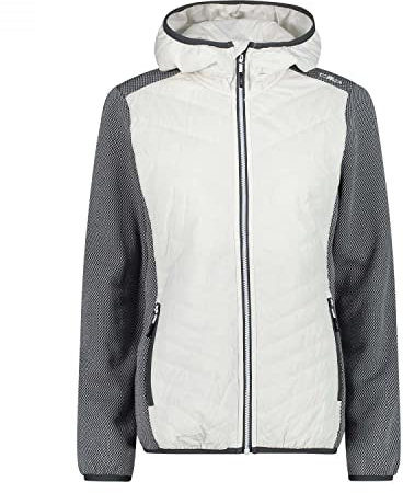 CMP W Jacket Hybrid Fix Hood Ii Colorblock - Praktische sportive Damen Hybrid Jacke, Größe 36 - Farbe Bianco Gesso