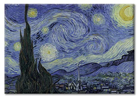 LABORATORIO 102 Quadro su Tela a La Notte Stellata Vincent Van Gogh 30x40cm Stampa Artistica - Telaio Premium 2 cm Legno Abete - Massima Qualità di Stampa - Quadro Moderno Pronto da appendere