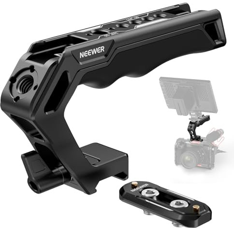 NEEWER Top Handle e NATO Rail Kit, Comoda Impugnatura Silicone con Morsetto NATO a Sgancio Rapido, 3 Scarpe Fredde e 1/4 3/8 Filettature ARRI, Compatibile con SmallRig Camera Cage Video Rig, CA008