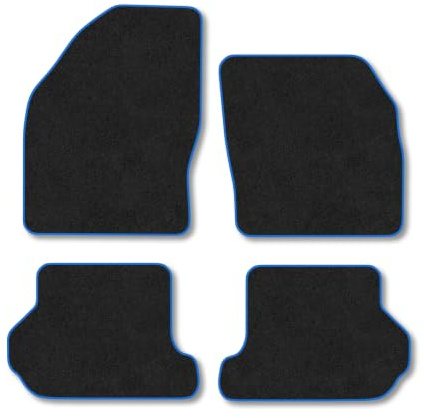 Ford Focus (2007-2011) [Convertible] Carpet Car Mats | Blue Edge Trim Tailored Fit Floor Mats Full Coverage Protection Accessories Easy Clean Anti Slip Made in the UK