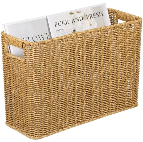 Cabilock Cesta De Periódico De La Revista Canasta De Frutas Cesta De Almacenamiento De Mimbre Revistero Rectangular Cestas Tejidas Para Almacenamiento Niño Joyas Cesta Tejida El Plastico