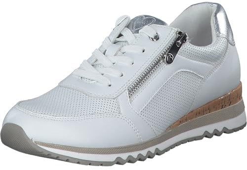 MARCO TOZZI Damen Sneaker flach mit Reißverschluss Vegan, Weiß (White Comb), 38 EU