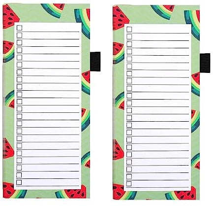 YUSHOW 2 Pcs Magnetic Shopping List Pad for Fridge, 100 Sheets Tearable Pen Clip Style Notepad,for Shopping, to Do, Meal Plans (Water Melon)