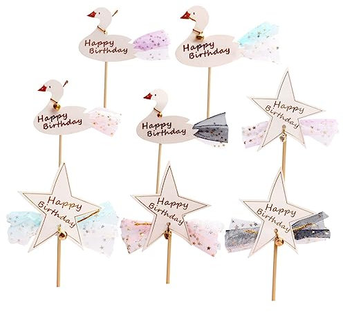 TOPBATHY 8 Stücke Set Geburtstag Kuchen Topper Entzückende Schwan Decor Picks Party Dessert Picks Für Home Feier