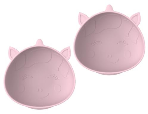 melii Silicone Suction Bowl for Babies and Toddlers, 2-Pack, 10.1 oz, Unicorn, 100% Food Grade Silicone, Animal Shaped, BPA Free, Dishwasher & Microwave Safe
