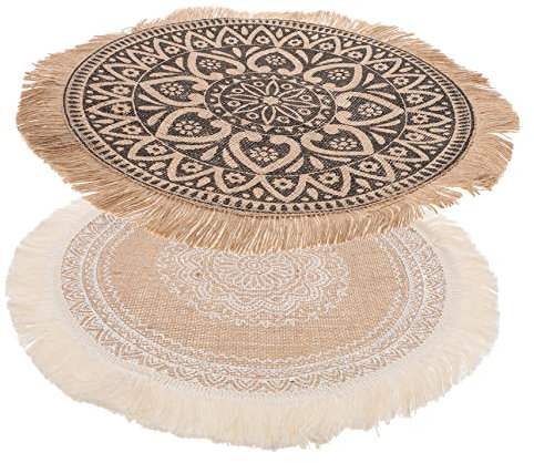 Cabilock 2st Tischset Aus Baumwollleinen Platzdeckchen Heiße Pads Hot Pads Für Die Küche Runde Geflochtene Tischsets Makramee-tischsets Moderne Tischsets Wok Dekor Nordisch Untersetzer Jute