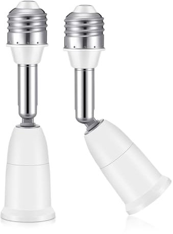 Viitech E27 Lampen Verlängerung, 9.5CM Einstellbarer Extender Verlängerung Adapter E27 auf E27 für Glühbirne LED Halogen und CFL Lampen, 180° Biegbar, 360° Drehbar (2er Pack)