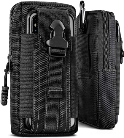 ONEFLOW Survival Case für Sony Xperia 10 VI Handy Gürteltasche aus Nylon mit Karabiner, Taktische EDC Tasche mit Gürtel Halterung, Etui Handyhülle Outdoor Handytasche, Schwarz