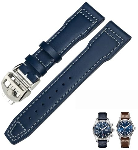 KDEGK 20 mm 21 mm 22 mm Echtleder-Armband passend für IWC Fliegeruhr IW3777 PORTOFINO Mark 18 Schwarz Blau Braun Armband Herren