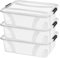 Aufbewahrungsboxen mit Deckel, 7L 14L 21L 32L 55L 80L Plastik Boxen Klickverschluss Stapelboxen 1er/3er Sets Lebensmittelecht Transparent Haushalt & HLKauf-Block (3er-Set 7-Liter & 1x HLKauf-Block)