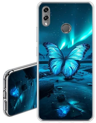 JEZSTHAI Handyhülle Kompatibel mit Honor 8X Hülle Silikon Transparent Weiche Fallschutz Stoßfeste Kratzfeste Durchsichtige Schutzhülle mit Schmetterling Aesthetic Muster