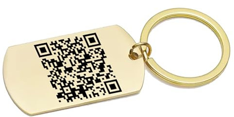 Charmify Porte-clés en métal personnalisé avec code QR et texte personnalisable – Disponible en or, argent, noir, or rose, doré, taille unique