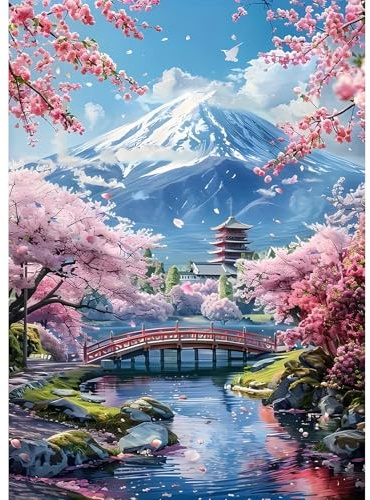 Jawecci Landschaft Diamond Painting Erwachsene, 5D Diamant Painting Bilder Erwachsene Anfänger, DIY Runde Steine Berge Diamant Kunst Set Diamant Malerei Kinder für Home Dekor 30x40cm