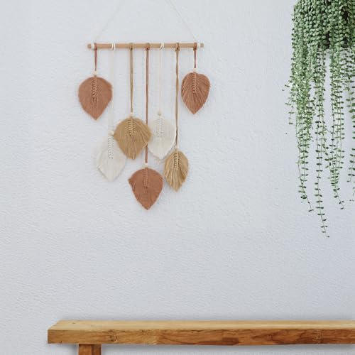 deccaro Tapiz de pared de macramé, ocre, 40 x 82 cm