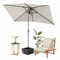 Jiubiaz 140x210cm Sonnenschirm Beige Gartenschirm Terrassenschirm Sonnenschutz Sonnenschirm Rechteckig Kippbar Großschirm für Balkon,Terrasse,Garten