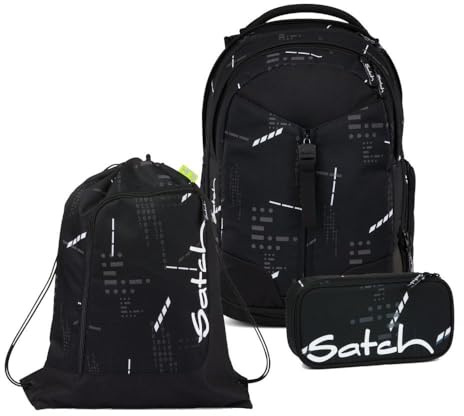 Satch Match Schulrucksack Set 3tlg. inkl. Schlamperbox und Sportbeutel (Ninja Matrix)