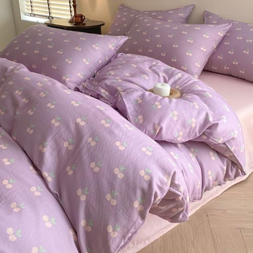 Sedefen Housse de Couette 140x200cm Rose Cerise Violet Parure de Lit Ado Adultes 1 Personnes Sets de Housses de Couette en Microfibre avec Fermeture Éclair et 1 Taie d'oreiller 65x65cm