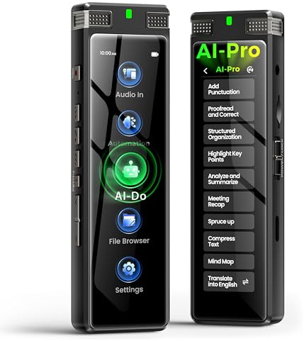 136GB AI Voice Recorder, TIMMKOO Digital Voice Recorder with Playback, Offline Transcribe and Online Summarize/Mindmap/Translation Base on AI Technology, Voice Activated Audio Recorder (Grey)