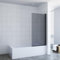Duschwand für Badewanne ohne bohren 70 x 140 cm Sicherheitsglas grau 5 mm schwarz matt Aluminiumprofile Badewannenaufsatz 1 teilig Duschwand Glas Duschabtrennung Faltwand NANO Beschichtung | AQUABATOS