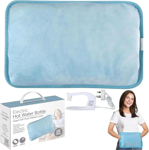 Buystarget Soft Plush Electric Hot Water Bottle Rechargeable Cosy Hand Body Warmer Massaging Heat Pad Prefilled Over Heat Protection Portable Fast Heating Pain Relief Cramps Sore Muscles Arthritis