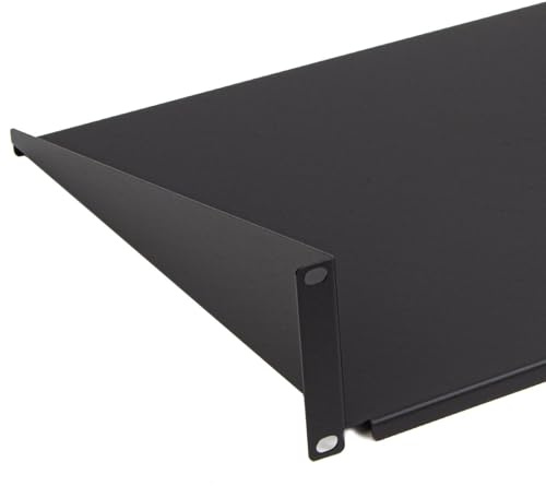 kenable Fixed Cantilever Shelf 2U 350mm Deep Black 19 inch Data Cabinet Rack Mount for Non-Rackmount Equipment Single Pack